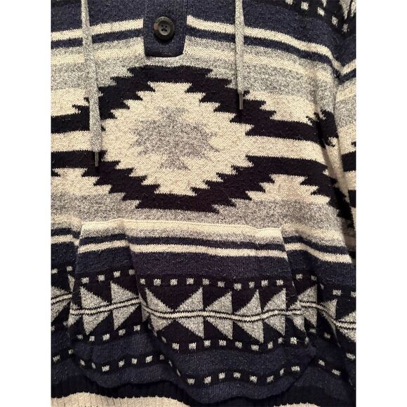 American Eagle Men's Hooded Geometric Sweater Navy White Size M - Picture 3 of 9